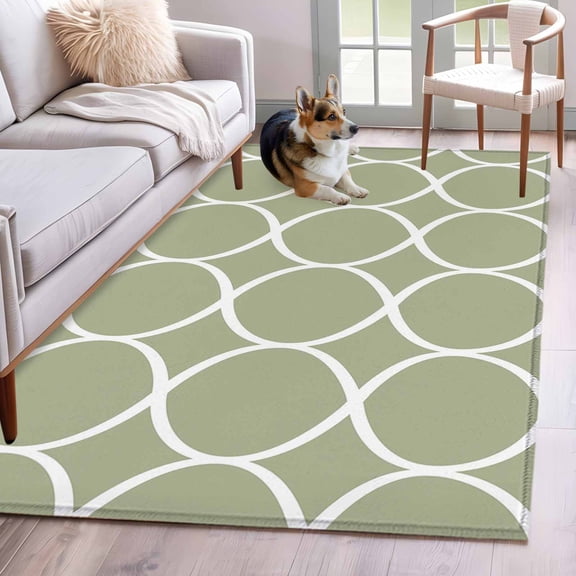 Sage Green Abstract Area Rug 3x5 Washable Rug Non Slip Modern White Geometric Twisted Art Large Area Rug Indoor Floor Carpet for Entryway Bedroom Kitchen Living Room Home Office Dining Room Nursery