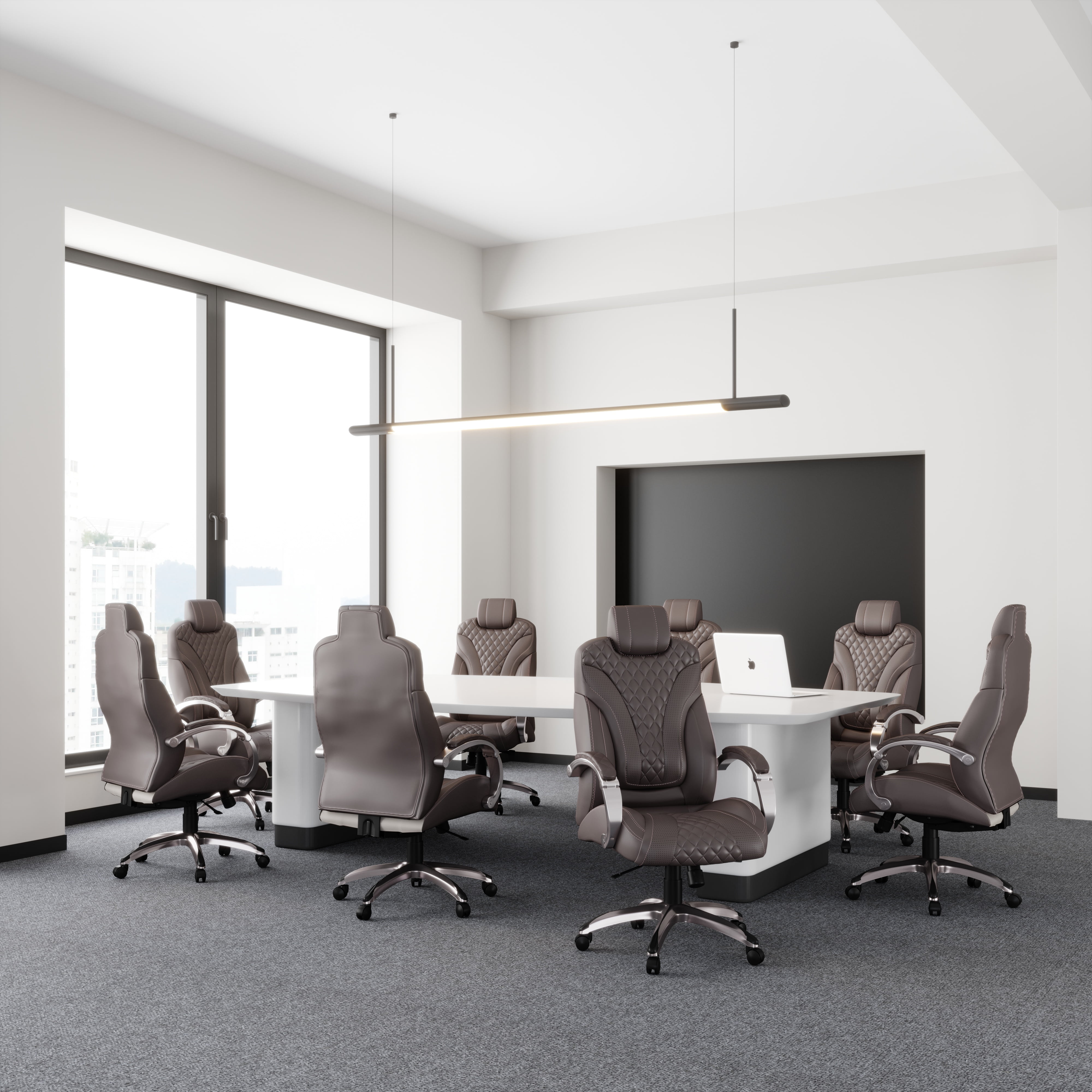 Boss Office Products Executive Hinged Arm Chair with Casters, Brown