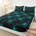 thumbnail image 3 of Manfei Boys Children Geometric Grid Plaid 3pcs Twin Sheet Sets,Abstract Neon Lights Twin Fitted Sheet,Futuristic Cubes Breathable Flat Sheet,Luxury Bedroom Decor, 3 of 7