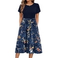 thumbnail image 1 of Vestido Zeagoo de manga corta para mujer, azul marino y floral, talla M, 1 of 6