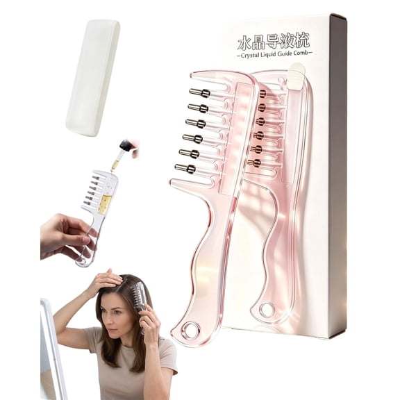 Hair Oil Applicator, Refillable Scalp Oil Applicator Comb with 6 Metal Tips, 10ML Clear Reservoir with Cleaning Brush & Liquid Refill Tool, Gentle Root-Level Delivery