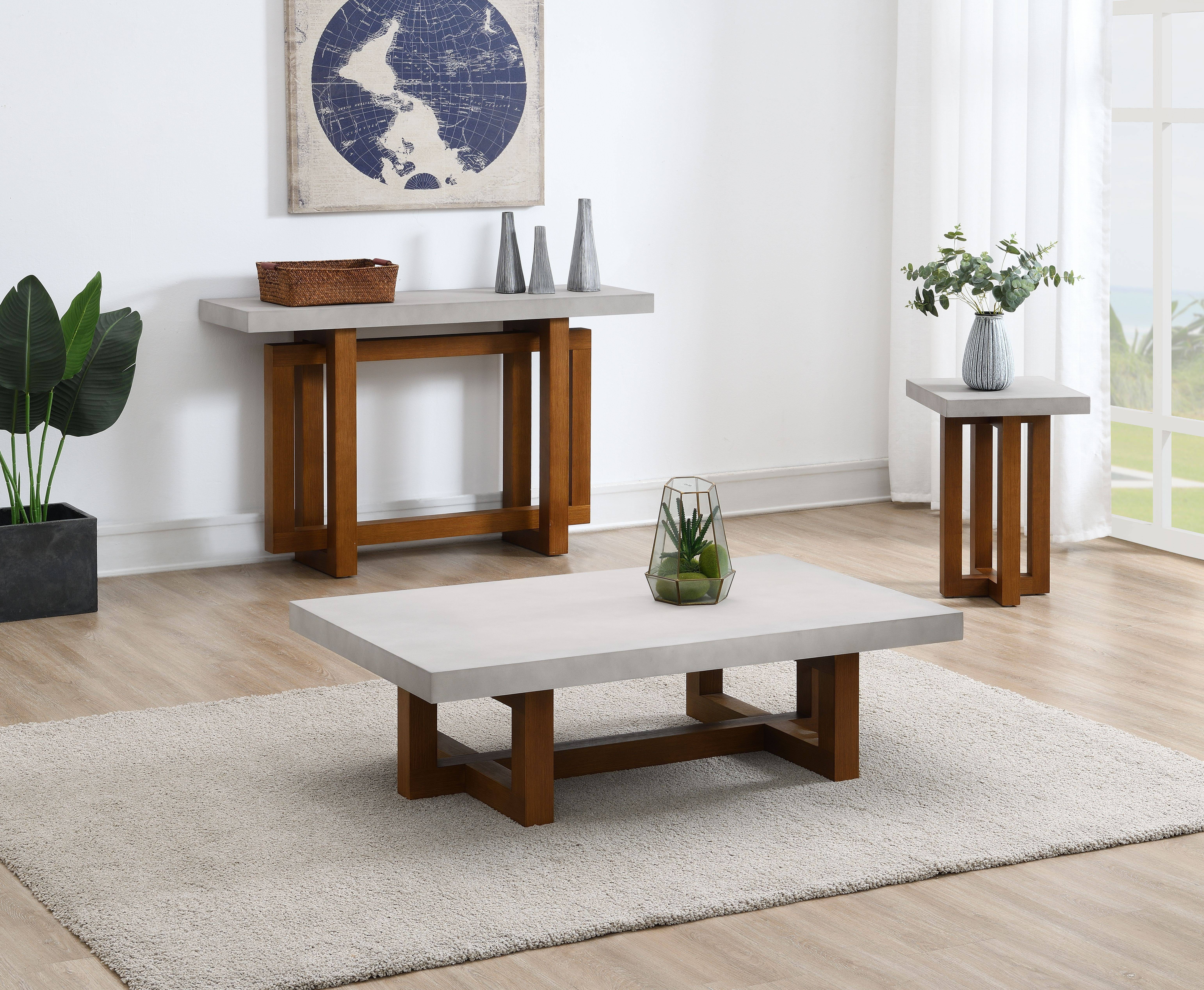 ACME Furniture＿TROY COFFEE TABLE ACME Picardy Square Wooden Coffee Table with Bottom Shelf in