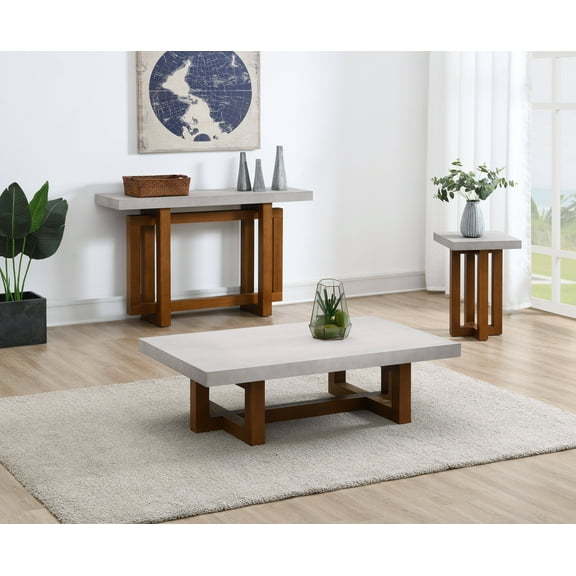 ACME Keven Transitional Wood Rectangular Sofa Table in Walnut/Gray