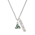 thumbnail image 1 of Delight Jewelry Silvertone Small 2-D Green Trinity Knot Silvertone Hope Anchors the Soul Bar Charm Necklace, 23", 1 of 4