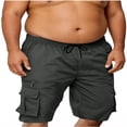 thumbnail image 5 of KeShDi Workout Shorts 3 Inch Board Shorts Men Casual Fashion Solid Shorts with Multi-pocket Elastic Waist Cargo Pants Short Pants Dark Gray S, 5 of 8