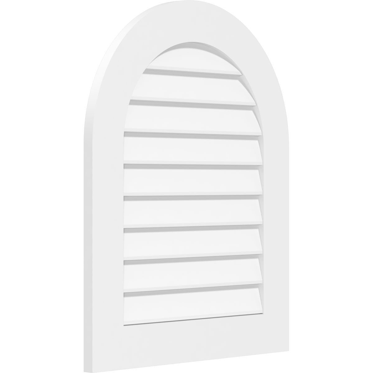 18"W x 22"H Round Top Surface Mount PVC Gable Vent: Non-Functional, w/ 3-1/2"W x 1"P Standard Frame