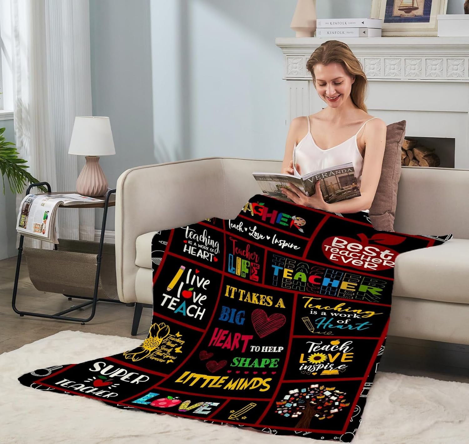 Teacher Gifts Blanket-Teacher Gifts for Women Men-Teacher Appreciation Gifts-Teacher Graduation Birthday Back to School Gifts Throw Blankets 60"x50" -1