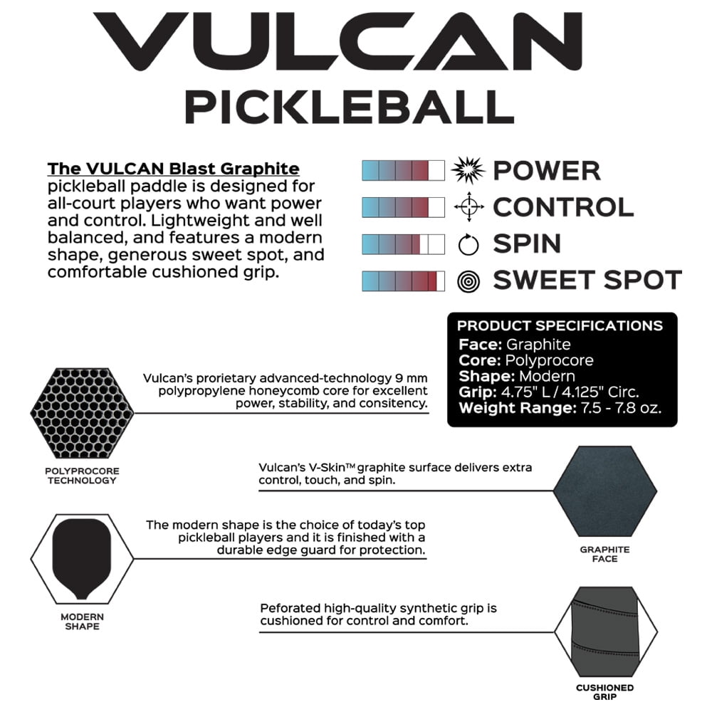 Vulcan Blast Graphite Pickleball Paddle (Blue)