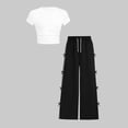 thumbnail image 2 of Zpanxa Girls Sets Ruched Short Length T Shirt with Bow Pocket and Long Pants Set 7-8 Years, 2 of 6