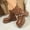 #351-Brown, variant on Women's Winter Casual British Style Ankle Boots - Round Toe Chunky Sole Block Heel High Heel Solid Color Thick Platform Fashion Booties for Daily Wear