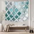 thumbnail image 5 of Turquoise Morocco Large Tapestry for Bedroom Wall Hanging Tapestry,Grey Ombre Retro Mottled Painting Art Ceiling Backdrop Tapestries Poster Blanket Wall Decor for Teens Room Living Room 85" x 90", 5 of 8
