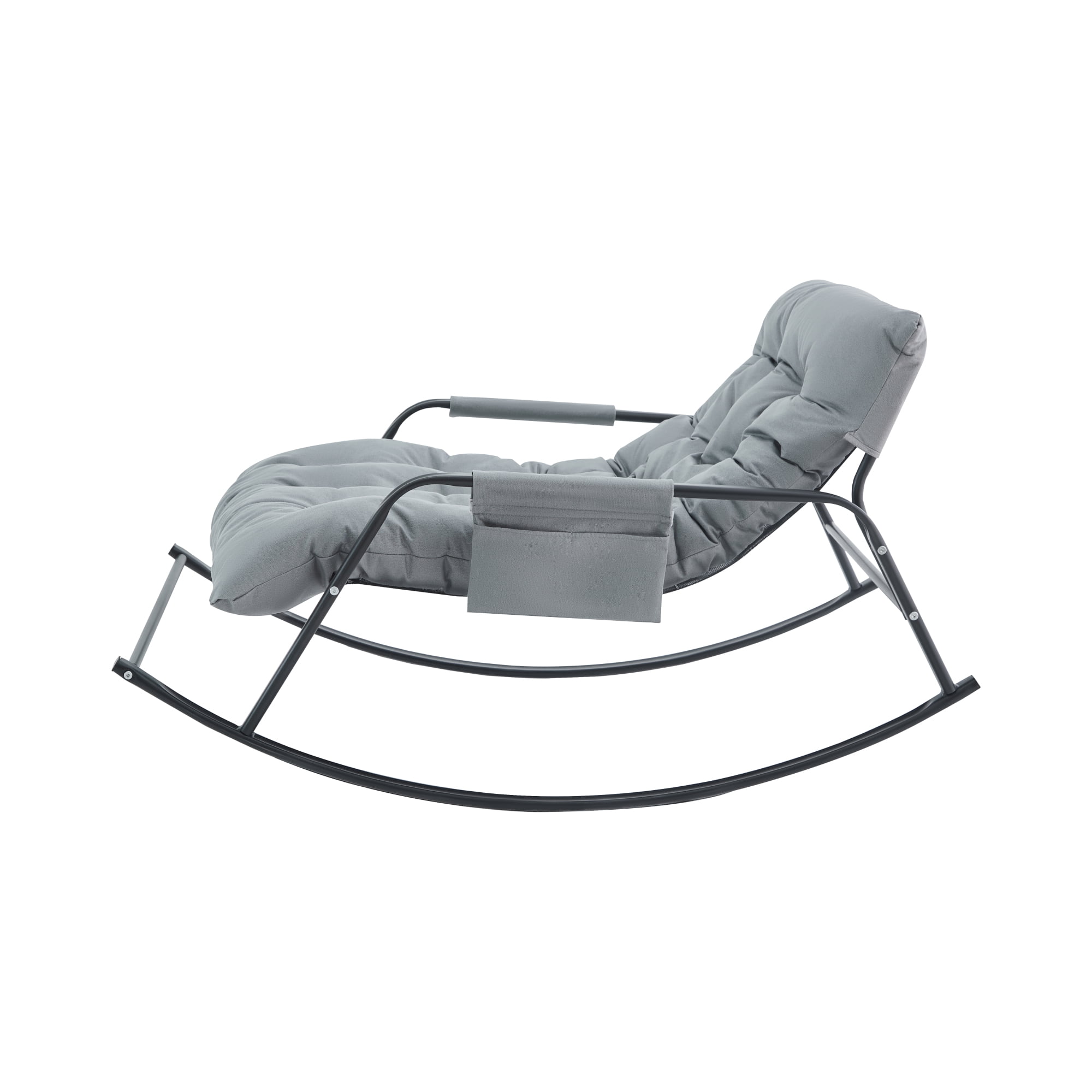 Jopath Rocking Chair with Extra-Wide Technical leather Upholstered Gliding Chair Boucle Reclining Chair, Modern Accent Chair for Living Room Nursery Bedroom -Grey