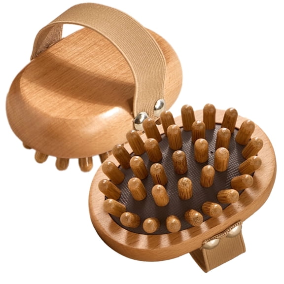 2 Pack Wood Therapy Massage Tools – Meridian Pressure Brush for Body, Ergonomic Wooden Body Brush with Cotton Strap, Soothe Muscle Tension