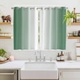 thumbnail image 2 of Dark Green Ombre Kitchen Curtains 63 Inch Length, Modern Gradient Abstract Art Grommet Top Bedroom Living Room Curtains, Light Filtering Cafe Curtain Drapes 2 Panels Set 104''x63'', 2 of 9