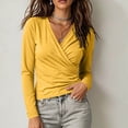 thumbnail image 2 of Bxsruta Womens Wrap Tops Deep V Neck Long Sleeve Shirts Ruched Casual Blouses, 2 of 6