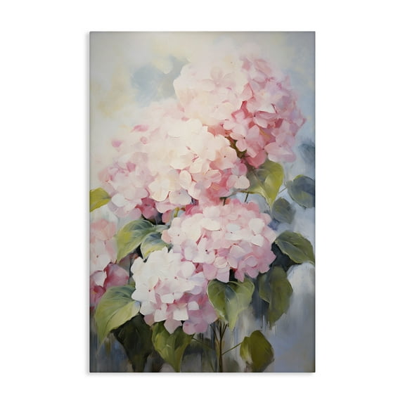 Stupell Industries Pale Pink Hydrangea Botanical & Floral Painting Gallery Wrapped Canvas Art Print Wall Art, 24 x 36
