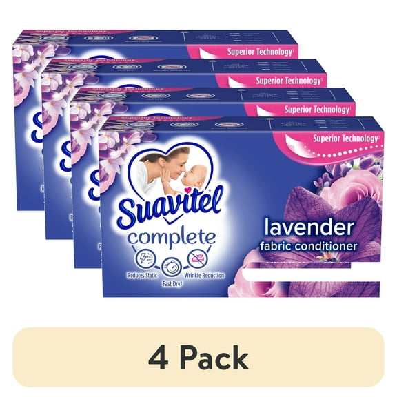 (4 pack) Suavitel Complete Dryer Sheets, Fabric Conditioner, Fresh Lavender, 70 Sheets
