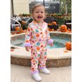 thumbnail image 4 of RUINIXCW Toddler Baby Girl Halloween Silk Stain Pajamas Set Kids Little Girl Fall Winter PJS Set Sleepwear Pumpkin Fuzzy Trim Long Sleeve Button Down Shirt and Pants Set Loungewear Homewear, 4 of 8