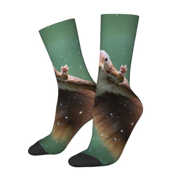 Honeii Squirrel Print Adult Socks,Crew Socks,Casual Calf Socks,Daily Wear Socks for Men & Women, Perfect for Sports, Casual and Everyday Use
