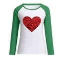 thumbnail image 3 of Honeeladyy Valentine's Day Shirt for Women Romantic Large Love Heart Pattern Pullover I Love You Couple Long Sleeve Blouse Tops Green, 3 of 3