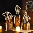 thumbnail image 5 of 3 Pack Halloween Skeleton Statue Halloween Skull Figurine Home Decor Skeleton Figurines Decorations for Indoor Fireplace Home Kitchen Desk Office Shelf, 5 of 5