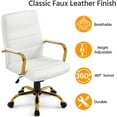 thumbnail image 5 of CZMJY Mid-Back Office Chair PU Leather Desk Chair Adjustable Executive Task Chair w/Lumber Support Gold Leg White Seat, 5 of 9