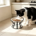 thumbnail image 6 of Elevated Ceramic Cat Bowl With Metal Stand Anti Tip Pet Food Water Bowl Cute Pattern Raised Feeding Dish For Small Medium Cats Dogs Prevent Neck Strain Indoor Pet Feeder, 6 of 6