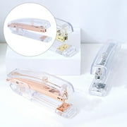 Clear Acrylic Stapler, Spring Powered Stationery, Desk Supplies Accessories, Manual Stapler Office Student Teacher Office Clerks Rose Gold