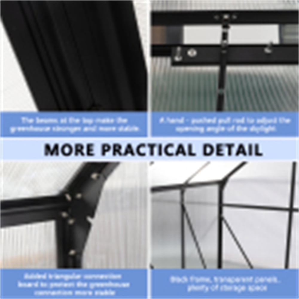 Walk In Greenhouses For Outdoors With Sliding Adjustable Roof, Drainage& Galvanized MetalGreenhouse For