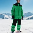 thumbnail image 7 of Htigea Unisex Snow Suit Onepiece Waterproof Windproof Ski Suits Winter Warm Snowboarding Skiing Jumpsuit with Reflective Striped Green XXL, 7 of 7