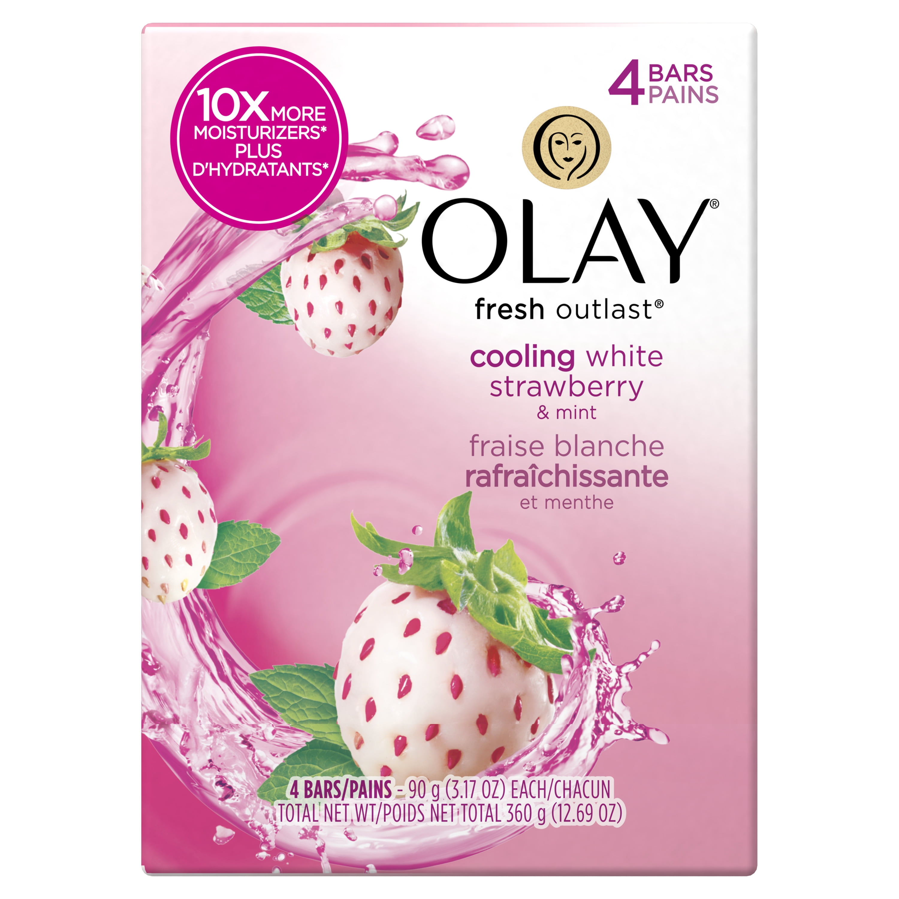 Olay Fresh Outlast Cooling White Strawberry & Mint Beauty Bar 3.17 oz, 4 count