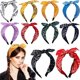 thumbnail image 5 of Diadema con nudo en la oreja pequeña de estilo étnico de tres estados, accesorios para el cabello con sello de prensa ancha, diadema estampada grande para mujer, 5 of 6