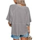 thumbnail image 2 of Camiseta informal de Color puro para mujer, Top de verano con cuello redondo, mangas 3/4 acampanadas, holgadas, 2 of 6