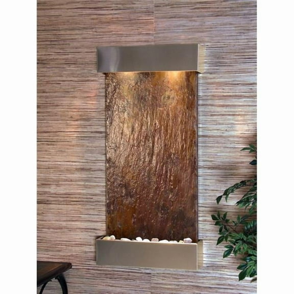 Adagio WCS2004 Whispering Creek Stainless Steel Multi-Color Natural Slate Wall Fountain