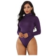 thumbnail image 2 of Joau Womens Turtleneck Bodycon Short Jumpsuits Bodysuits Tummy Control Seamless Long Sleeve One Piece Rompers Outfits for Yoga Sports Workout, 2 of 7