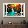 thumbnail image 2 of wall26 Canvas Print Wall Art Window View Landscape Orange Fall Waterfall Nature Wilderness Photography Modern Art Rustic Scenic Colorful Multicolor for Living Room, Bedroom, Office - 16"x24&quot, 2 of 5