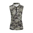 thumbnail image 5 of XYZCANDO Green Camouflage Sleeveless Golf Shirt for Women Washable Elastic V Neck Tennis Shirt for Women Stretchy Soft Zip Up Womens Golf Shirts Collared Shirts Athletic Tank Tops, 5 of 7