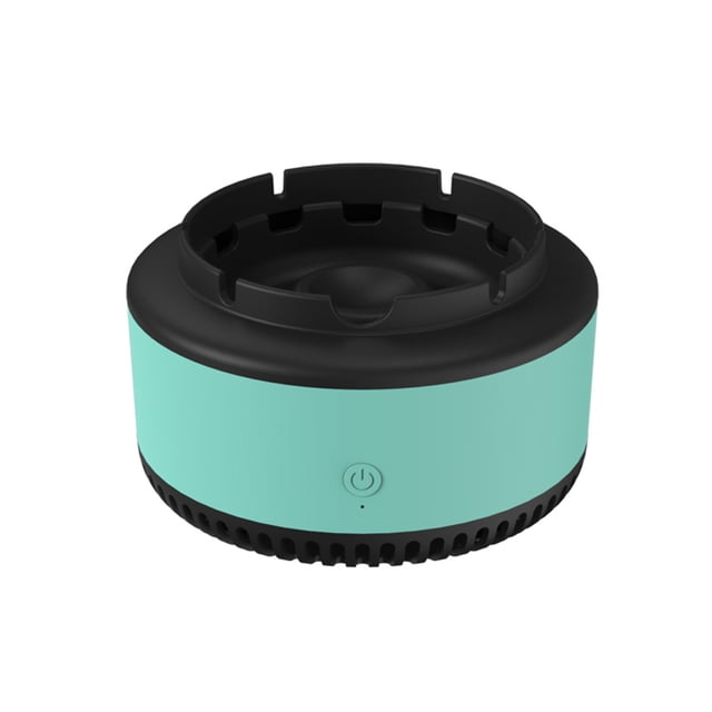 Injueey Cenicero portátil para el lugar de trabajo, cenicero de escritorio, filtro de aire Interior de carbón activado con pilas, eliminador Electrodomésticos Azul