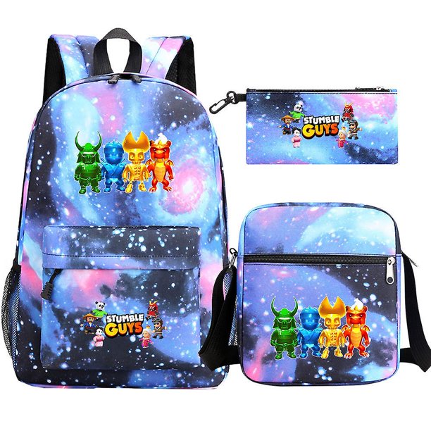 Stumble Guys Banana Print Schoolbag - Mochila de cosplay, bolsos de hombro, mochila para estudiantes - Mochilas de anime para niños (juego de 3 piezas) para juegos de niños