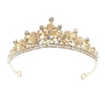 thumbnail image 1 of Shisuyan Tiara Couronne de Robe de Mariée en Alliage de Zinc avec Strass Dorés 1Ensemble, 1 of 8