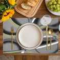 thumbnail image 4 of Sage Green Geometric Placemats Set of 6, Grey Retro Abstract Striped Art Placemats for Dining Table, Place Mats for Kitchen Tabletop, Waterproof Wipeable Dining Table Mats Set, 4 of 9