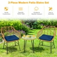 thumbnail image 5 of Gymax 3PCS Rattan Patio Bistro Set Conversation Furniture Set w/ Navy Cushions, 5 of 10