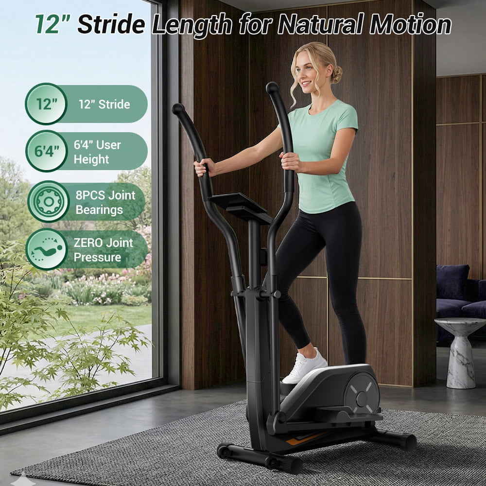 SONITU Magnetic Elliptical Machine for Home, 8 Resistance Levels, 12" Stride, LCD Display, 330 lb Capacity