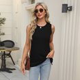 thumbnail image 3 of EASYBRAUS Women Sleeveless Crewneck Side Slit Loose Fit T Shirt Summer 2025 Casual Tunic Top, 3 of 8