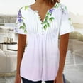 thumbnail image 4 of YOTAMI Plus Size Tops for Women Dressy Casual Loose Fit Blouses Summer Ruffled Floral Print Short Sleeve Button V-Neck T-Shirts Multicolor, 4 of 5