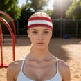 thumbnail image 2 of Unique Bargains 1 Set Soft Headband with Wristband Sweat Headband for Sport Red White, 2 of 6