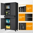 thumbnail image 5 of STANI Metal Garage Storage Cabinets with Drawer, 4 Doors Tool Storage Cabinet with 2 Adjustable Shelves, 73"H Rolling Steel Locking Cabinet for Garage Utility Room Home Office (Black, 4 Wheel), 5 of 10