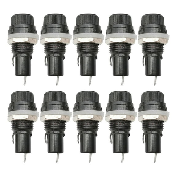 10X Plastic+Metal Glass Fuse Holders Black Insurance Tube Socket Fuse Holder For 5*20 Insurance Panel Mount Fuse Holder