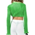 thumbnail image 5 of Liacowi Women Flare Long Sleeve Pleated Lace Up Crop Blouse Casual Bell Long Sleeve Tie Front Ruched Crop Top Shirt Club Streetwear, 5 of 9