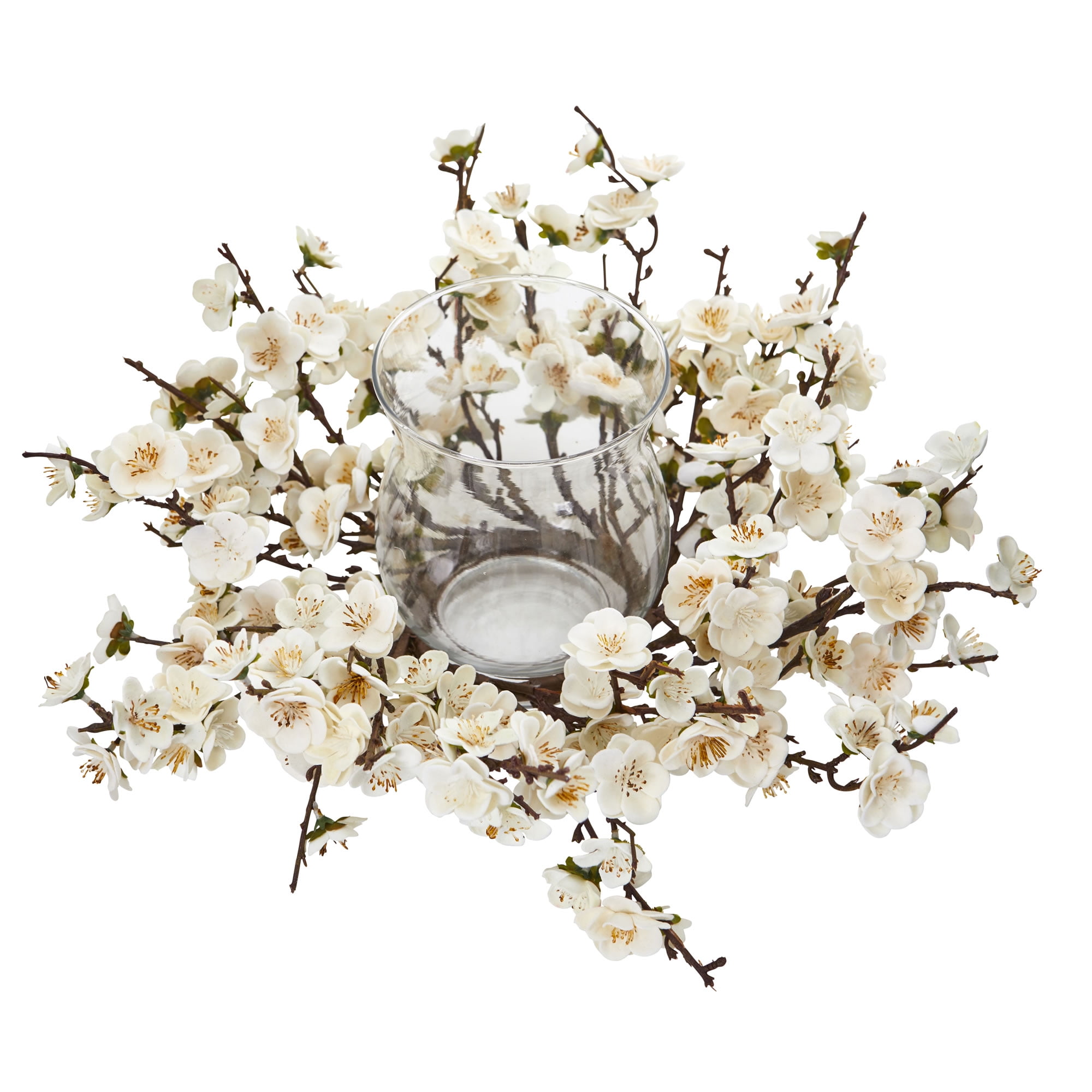 Nearly Natural Plum Blossom Candelabrum Artificial Flowers, White